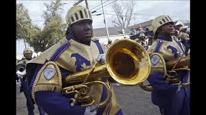 New Orleans La February 21 A Purple Knight Of The St Augustine High School Marching Band Marching Down Jackson Avenue Mardi Gras New Orleans Marching Band