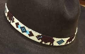 Buffalo Diamonds Native Design Handmade Beaded Hatband Hat Band Navajo Ster 299 00 Beaded Hat Bands Beaded Hatband Hat Band