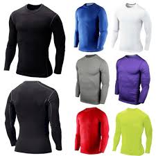 Mens Compression Base Layer Top T Shirt Thermal Long Sleeve Under Shirt Body Tee