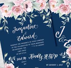 Navy Wedding Invitation Set Floral Wedding Suite Nav01 Etsy Navy Wedding Invitations Blush Wedding Invitations Wedding Invitations
