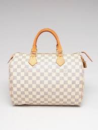 The iconic monogram canvas gets a little twist again for this season. Louis Vuitton Damier Azur Canvas Speedy 30 Bag Yoogi S Closet