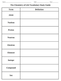 Biology Chemistry Of Life Vocabulary Study Guide Biology Vocabulary Study Guide Biology