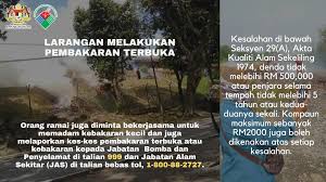 Panggilan kecemasan yang diterima pihaknya meningkat bagi kebakaran di kawasan tanah gambut dan tapak pelupusan sampah melibatkan tanah berkeluasan ratusan ekar. Portal Rasmi Pdt Sepang Informasi Bencana Mengelakkan Pembakaran Terbuka Semasa Tempoh Cuaca Kering