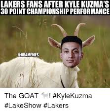 They proceeded to make some pretty hilarious kyle kuzma memes, mostly. Lakers Fans After Kyle Kuzma S 30 Point Championship Performance Onbamemes The Goat Kylekuzma Lakeshow Lakers Los Angeles Lakers Meme On Ballmemes Com
