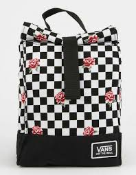 Red floral rose pattern lunch bags women thermal food box for. Vans Mow Rose Checkerboard Black White Roses Lunch Sack Bag Body New 191928907486 Ebay In 2021 School Lunch Bag Bags Lunch Bag