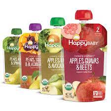 Amazon Com Happy Baby Organics Clearly Crafted Stage 2 Baby Food 4 Flavor Fruit Veggie Variety Pack 4 Ounce Pouch Pack Of 16 Baby