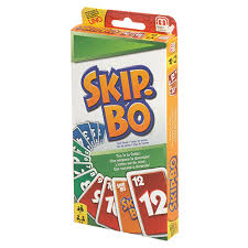 Skip bo cards are numbered 1 to 12 and come in three colors: Skip Bo Mattel Games