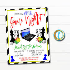 Editable Virtual Game Night Invitation Online Social Hangout Etsy In 2020 Virtual Games Party Invite Template Board Game Party