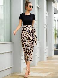 Leopard Print Tie Side Wrap Skirt Printed Long Skirt Wrap Skirt Outfit Wrap Skirt