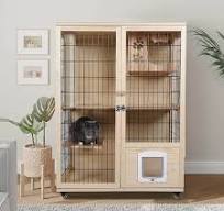 Wooden Cat House with Scratching Post PF0506