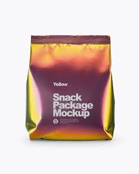 Holographic Foil Snack Package Mockup In Bag Sack Mockups On Yellow Images Object Mockups Mockup Free Psd Free Psd Mockups Templates Psd Mockup Template