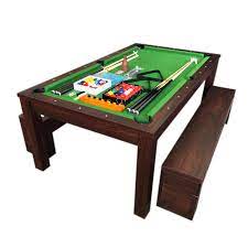 Completed with a wide range of assorted accessories, dining room and conference room will be profoundly transformed by the versatility of this convertible pool table. 7 Ft Pool Table And Dining Table With Container Benches Rich Green