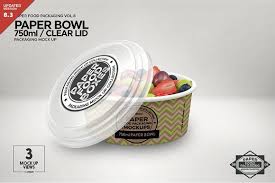 750ml Paper Bowl Clear Lid Mockup Paper Bowls Food Box Packaging Packaging Mockup