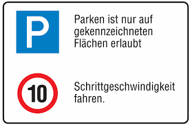 Aufkleber parken verboten wetterfest schild halteverbot abschleppen parkverbot. Parken Zulassige Hochstgeschwindigkeit 10 Km H Parkplatz Kombinations Schilder Aluminium Seton