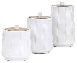 White embossed kitchen canister set 4 piece. Gamil Canisters Set Of 3 White Transitional Kitchen Canisters And Jars By Gwg Outlet