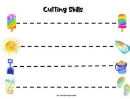 Click here to find ways to get the hands ready for writing!. Cutting Skills Scissor Practice Summer Preschool Pre K Worksheets