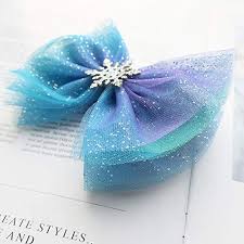 Purple, blue, rainbow, i just can't get enough. Amazon Com Frozen Hair Bow Elsa Hair Bow Disney Princess Elsa Bow Clip Blue Hair Bows Mint Blue Elsa Bow Beauty