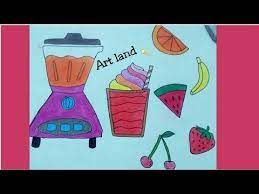 رسم طاحونة وفواكه مع كوب من العصير بسهل خطوة بخطوة للمبتدئات drawing fruits juice grinder easy youtube art youtube