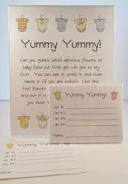 Yummy Yummy Baby Food Shower Game Guess The Baby Food Games Baby Food Tasting Shower Game Fun And Easy Shower Games Cheap Shower Games Baby Food Game Baby Food Recipes
