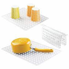 Antimicrobial large white dish drainer. Buy Mdesign Kitchen Sink Protector Mat Pad Set Quick Draining Use In Sinks To Protect Surfaces And Dishes 3 Piece Set Includes 1 Sink Saddle 1 Large Sink Mat 1