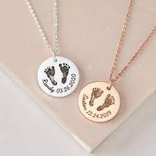 Mom Necklace Baby Feet First Christmas Mom Gift Footprint Etsy