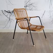 Vintage Rattan Metal Chair 1950s For Sale At Pamono