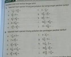 Contoh 3 operasi perkalian penjumlahan pengurangan dan pembagian pecahan campuran. Kak Tolong 1 A B F G Sama 2 A C E F J Nya Brainly Co Id