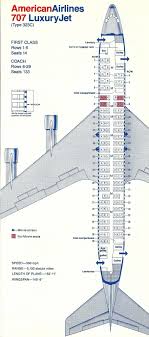 Vintage Airline Seat Map American Airlines Boeing 707 323