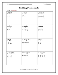 For example for example, the division in example 1 is valid only if 4x2 ≠ 0, or x2 ≠ 0. Dividing Polynomials By Monomials Worksheet By Algebra Funsheets