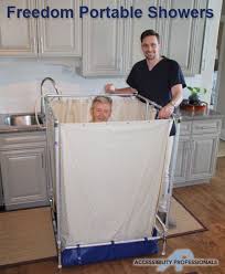 During Rehab After A Surgery You May Not Be Able To Get Up The Stairs To Your Shower Consider A Porta Portable Shower Handicap Bathroom Portable Shower Stall