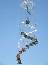 70s Vintage Glass Bell Wind Chimes