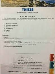 Contoh surat pengalaman kerja sebagai manajer. Lowongan Kerja Pt Thiess Tambang Batu Bara Kaltim Terbaru 2018 Mastimon Com