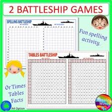Battleship Printable Game Boards Learn Spelling Times Tables Printable Board Games Math Activities Elementary Learn To Spell