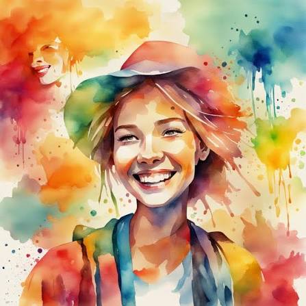 Vibrant Rainbow Splatter Hat Portrait