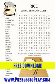 Downloadable free word search puzzles printable. Rice Word Search Puzzle Free Puzzles Word Search Puzzle Free Printable Crossword Puzzles