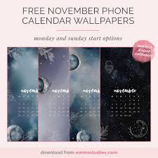 2021 yearly and monthly calendar desktop wallpapers by emmastudies a desktop wallpaper calendar to help organise your month and remove the need to load a calendar! Emma S Studyblr November Luna Phone Wallpapers Here Are Four