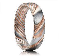 Three Keys Jewelry 6mm Damascus Steel Mens Wedding Ring Domed Grooved Wood Grain Bold Hand Damascus Steel Wedding Band Damascus Steel Ring Steel Wedding Bands