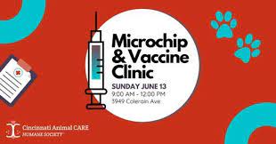 3949 colerain avenue cincinnati, ohio, 45223. Microchip Vaccine Clinic Cincinnati Animal Care June 13 2021