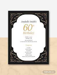Delicate calligraphy birthday party program. Undefined Invitation Card Birthday Birthday Template 60th Birthday Invitations