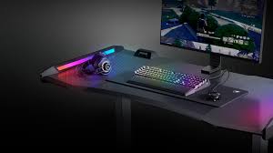 2 x dual arm for each monitor, 360 degree monitor rotation, inclined at 30 degree to either side. Best Gaming Desk 2021 Top Standing L Shaped And Motorized Desks Techradar