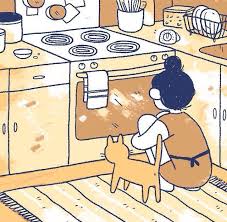 Waiting Baking Drawing Cartoon Cat Drawing Funny Drawings