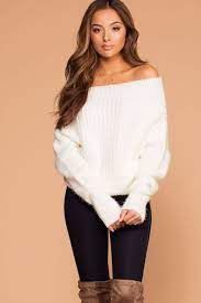 Laurel Ivory Off The Shoulder Knit Sweater