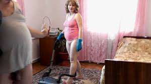 Sexy Blonde Cleaning Bedroom in T Shirt Without Panties Naked Stepdad  Entered Room Old and Young Family Nudism Taboo Public