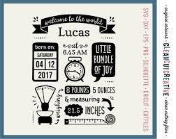 Download Svg Birth Stats Template Svg Birth Announcement Svg Baby Stats Etsy