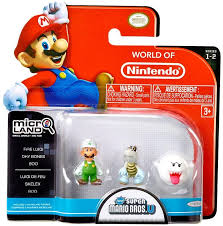 World Of Nintendo Super Mario Bros U Micro Land Series 2 Fire Luigi Dry Bones Boo 1 Inch Mini Figure 3 Pack Super Mario Toys Mario Toys Mario Bros