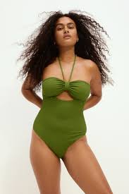 Ladies - Dark Green Halterneck Swimsuit - Size: XL - H&M