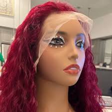 Women's Kay Beauty Custom Lace front Curly Low heat resistant made wig 26in  Red