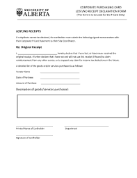 Fillable Online Procurement Card Lost/No Receipt Declaration Form ...