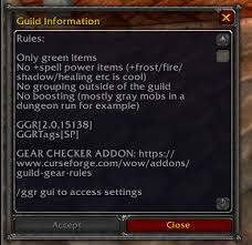 Go play classic and experience some epic stuff, i'm sure that's what he would want players who are interested to do. Wow Guild Gear Rules Addon Shadowlands Burning Crusade Classic 2021