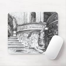Black And White Mouse Pad Castle Pencilart Monochrome Black White Mouse Pad Zazzle Com Black And White Illustration Monochrome Black And White